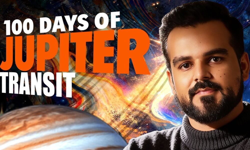 Rishabh A. Grover explaining the next 100 days action plan for Jupiter Transit in Cancer 2026, with Mulank wise numerology predictions and remedies.